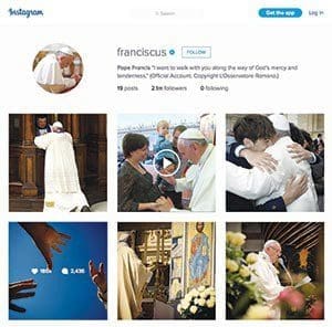 Pope Francis joined the photo-sharing site Instagram March 19 using the account "Franciscus." As of April 1 the pope had more than 2 million followers. This is a screen capture of a post on his page. (CNS photo)